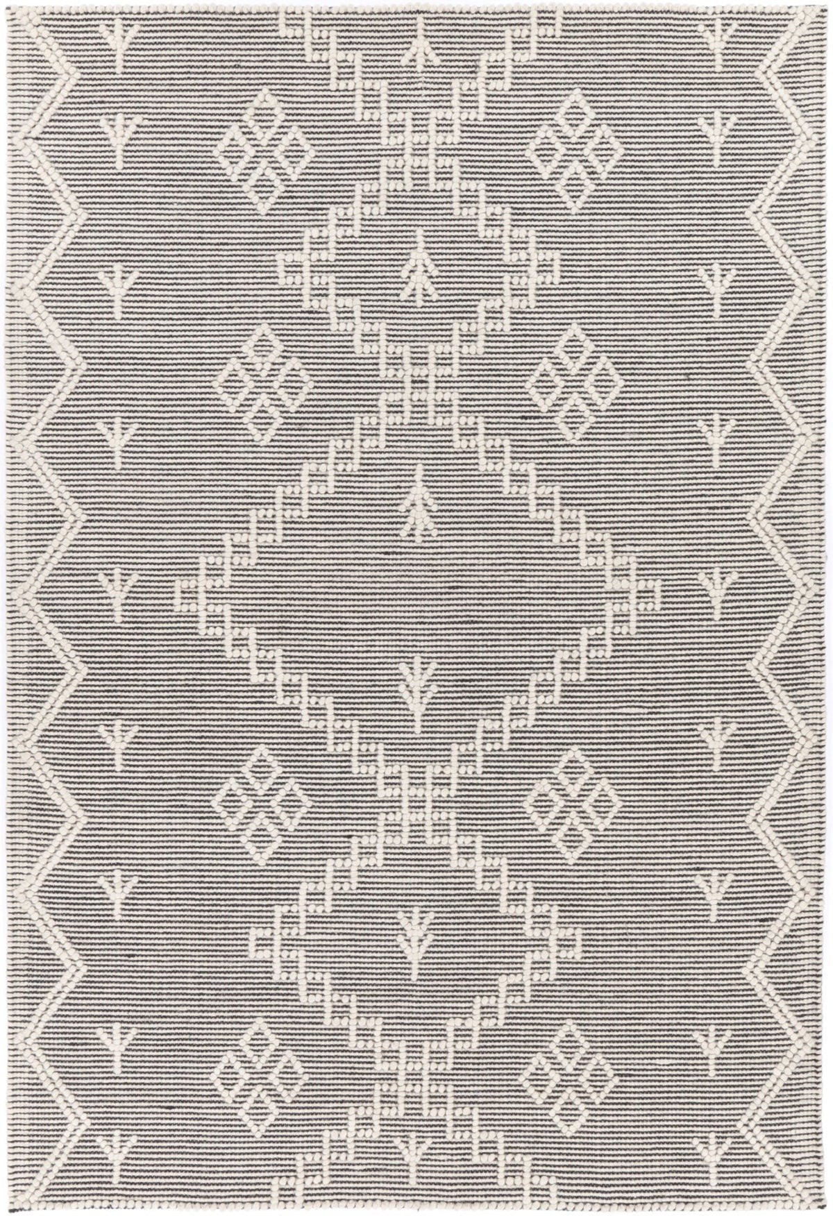 Goa Aztec Wool Blend Cream Rug -  (No Tassel) -D5CRE – view 2