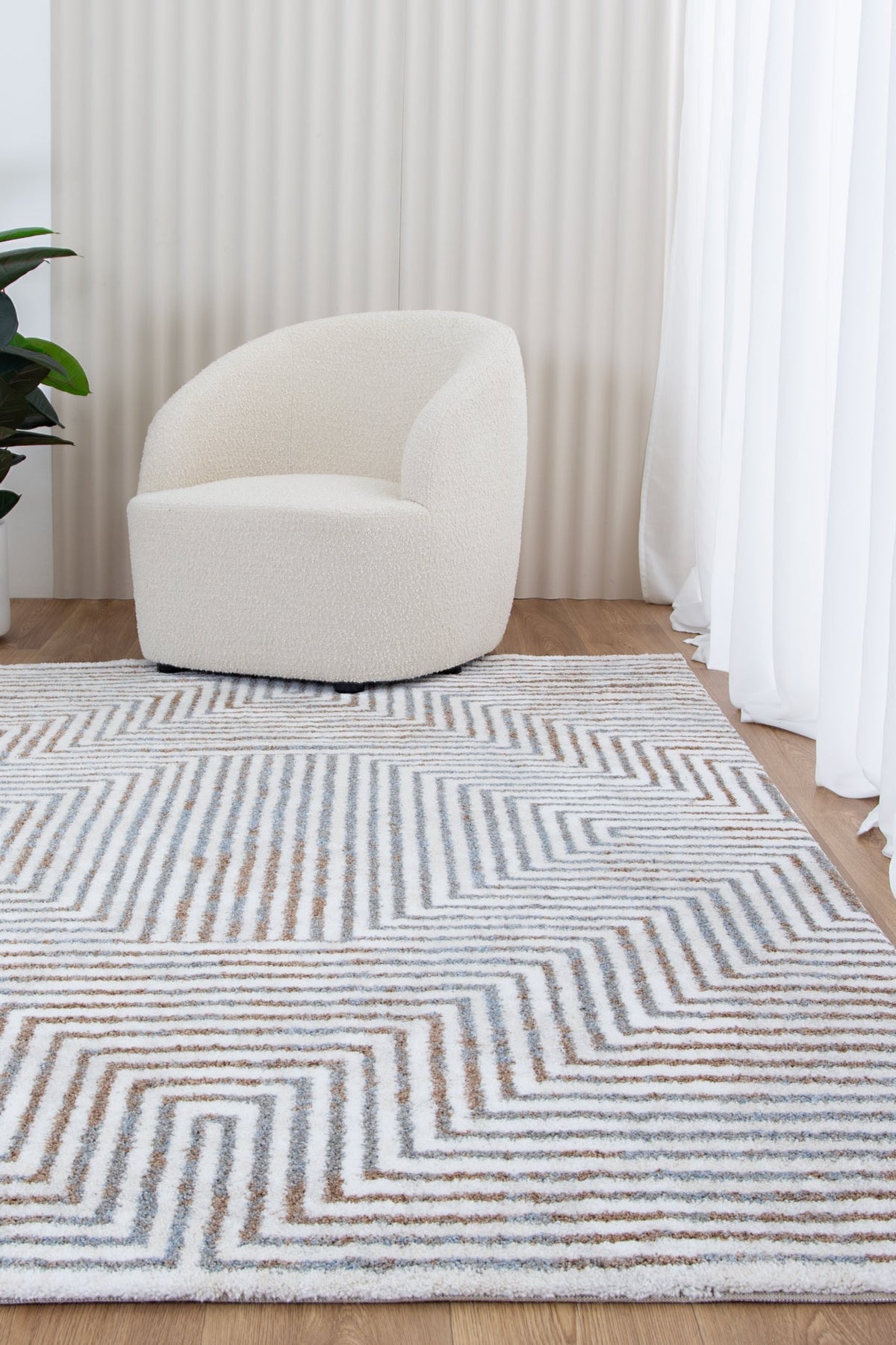 Grace Geometric Polyester Rug - GRAC01 styled with furniture