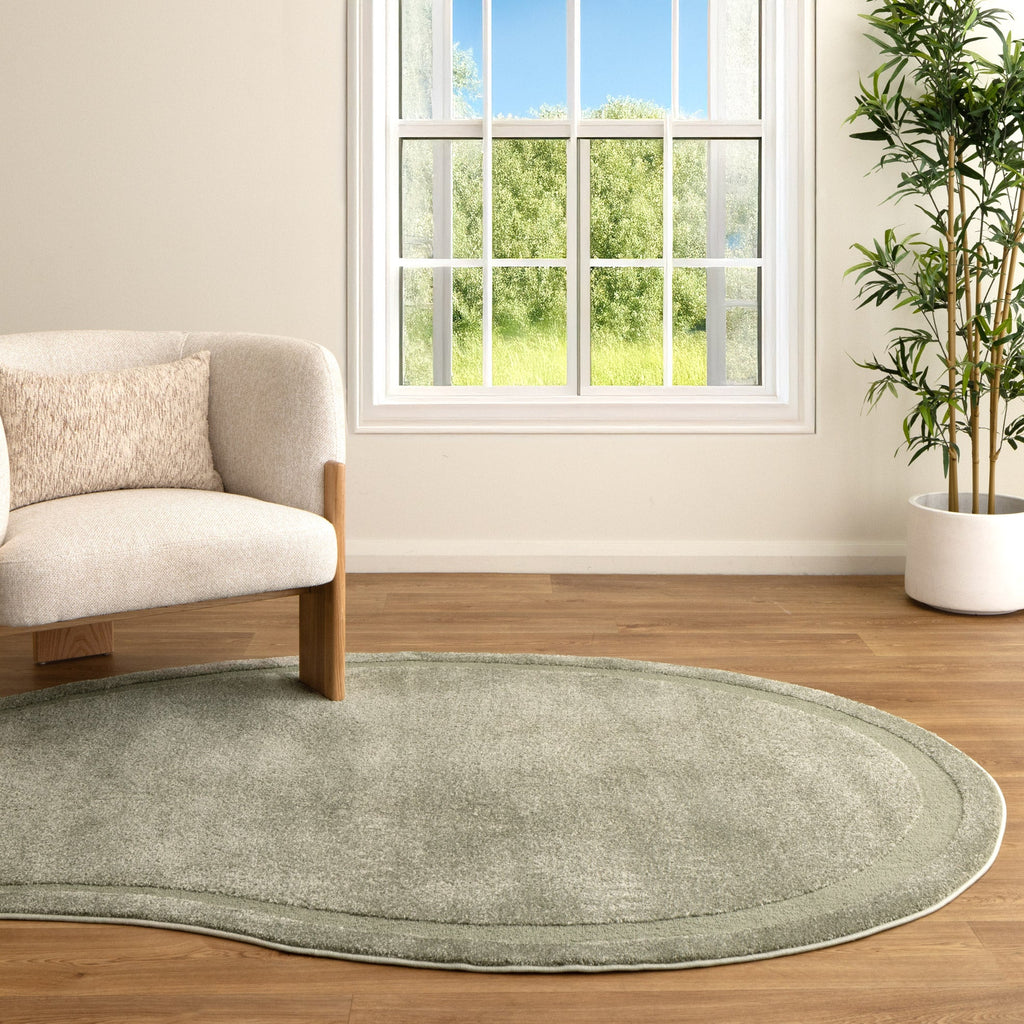 Nessa N900 Green Jellybean Rug styled with furniture