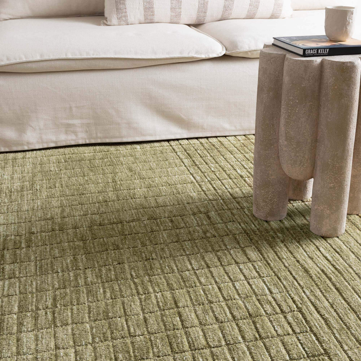 Canyon Green Carved Textured Rug - detail 5  