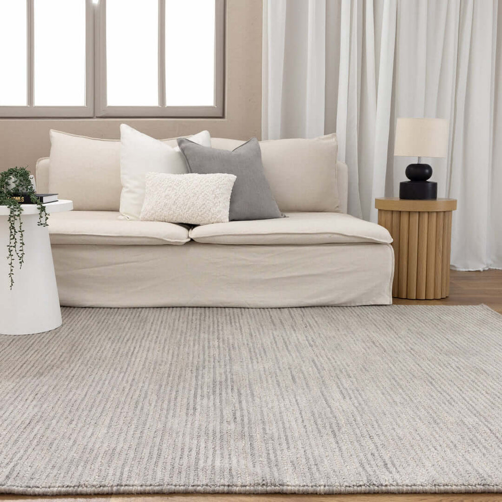 Eco Breeze Grey wool rug - room setting