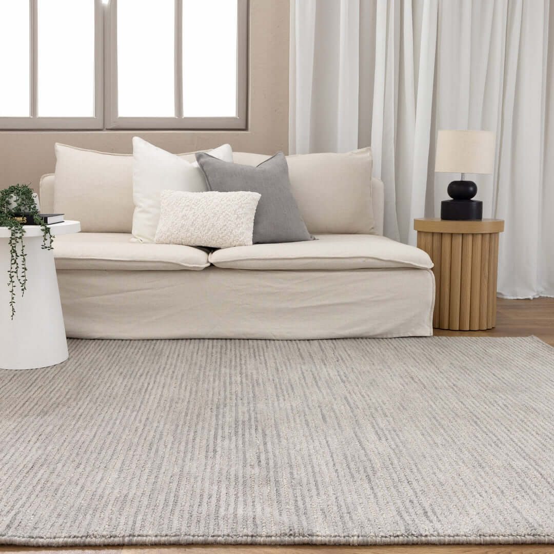 Eco Breeze Grey wool rug - room setting