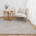 Seren Grey Modern Wool Rug styled with furniture