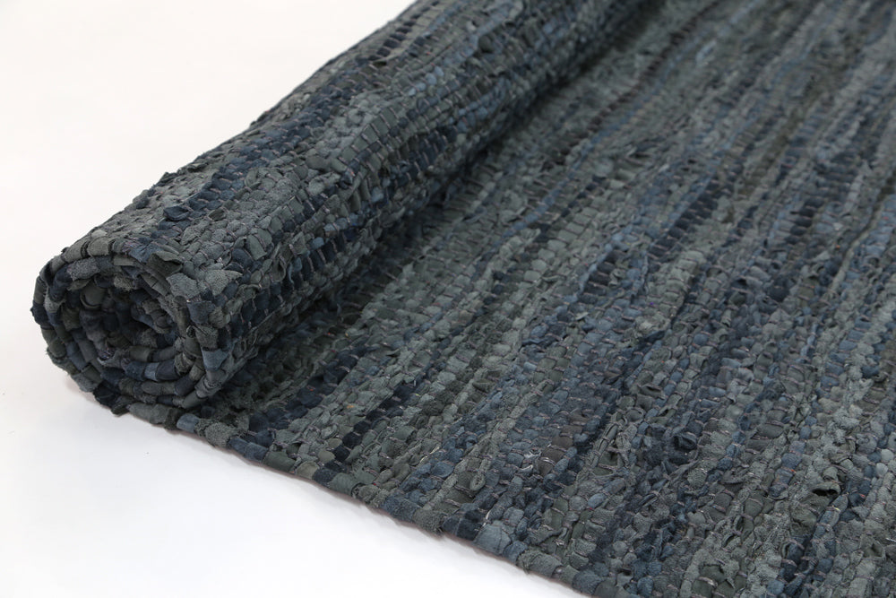 Gypsy Grey Leather Chindi Rug – view 3