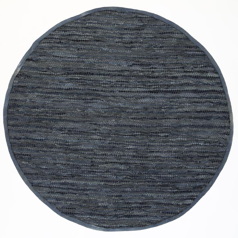 Gypsy Grey Leather Chindi Round Rug full product view