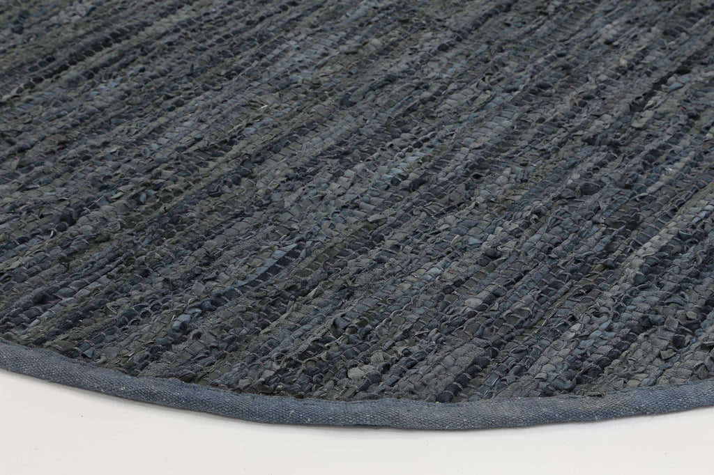Gypsy Grey Leather Chindi Round Rug – view 2