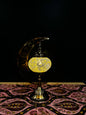 Golden Twilight Turkish Mosaic Lamp - Crescent Moon Design-Shop the Golden Twilight Turkish Mosaic Lamp! Features warm golden crackled mosaic glass with a crescent moon stand. Includes LED bulb. Perfect for decor or gifting.-Bazaar G Rugs N Gifts