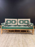 Green Heritage Arabic Seating Sofa | Handmade Bamboo 70x190cm Cushion