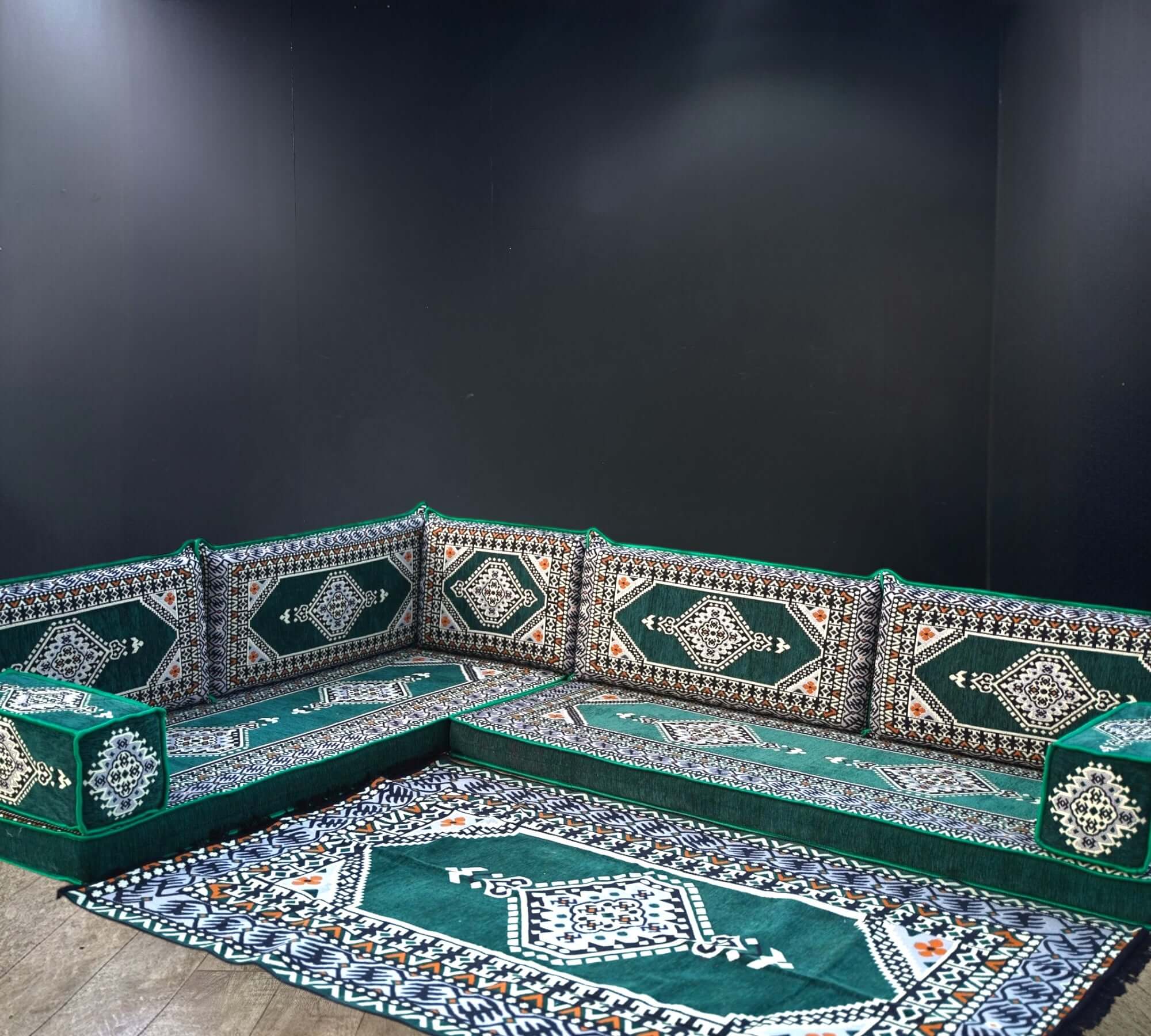 Green Palace Arabian Majlis L-Shape Sofa Set