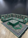 Green Palace L-Shape Full Set Elegant Arabian Majlis Seating