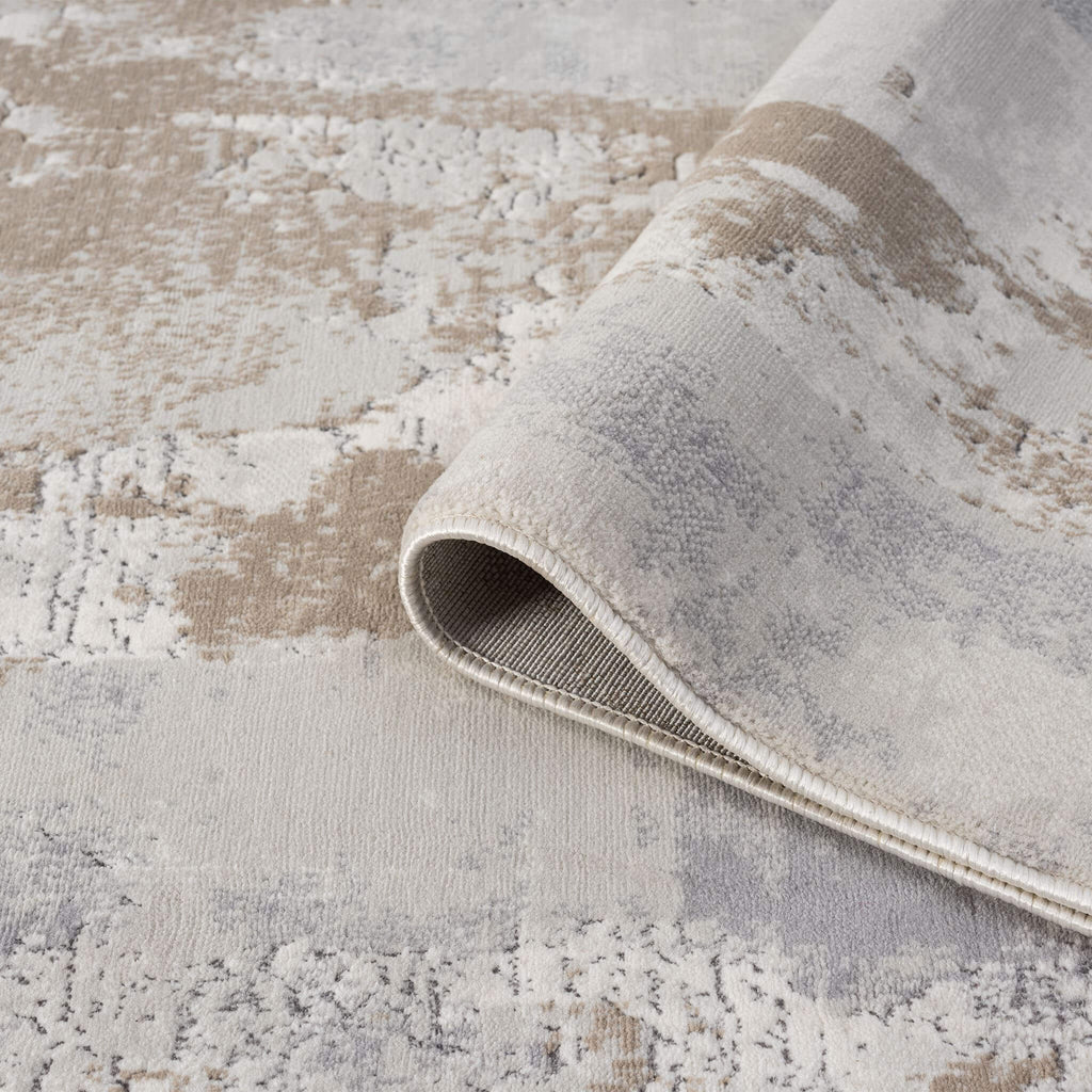 Grey Area Rug with plush, non-shed pile and all-side binding. Power-loomed in Türkiye for durable, easy-care elegance in modern living spaces.
