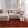 Heritage H101 Rust Distressed Medallion Rug styled with furniture