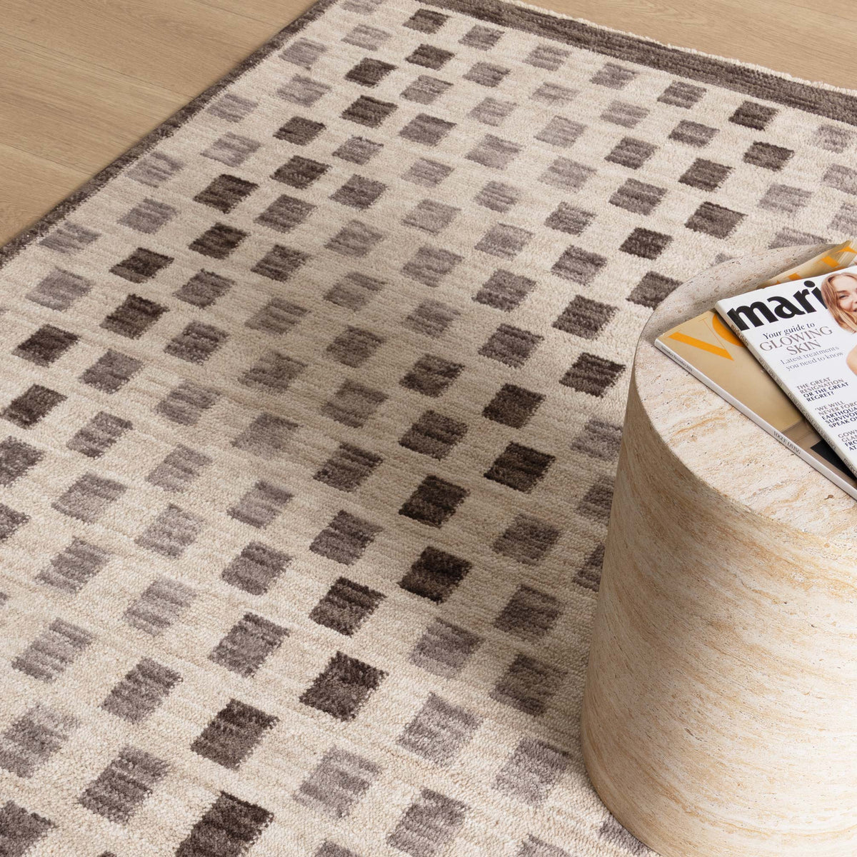 Horizon H102 Ivory Grey Checkered Rug – view 5