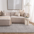 Heritage H103 Grey Distressed Medallion Rug styled with furniture