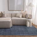 Heritage H104 Blue Distressed Medallion Rug styled with furniture