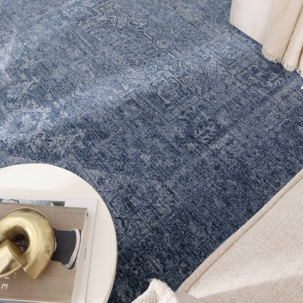 Heritage H104 Blue Distressed Medallion Rug – view 5