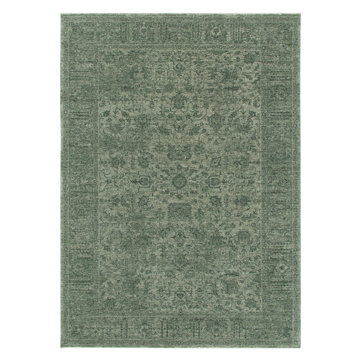 Heritage H107 Green Distressed Border Rug – view 2