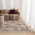 Horizon H107 Ivory Brown Traditional Rug styled with furniture