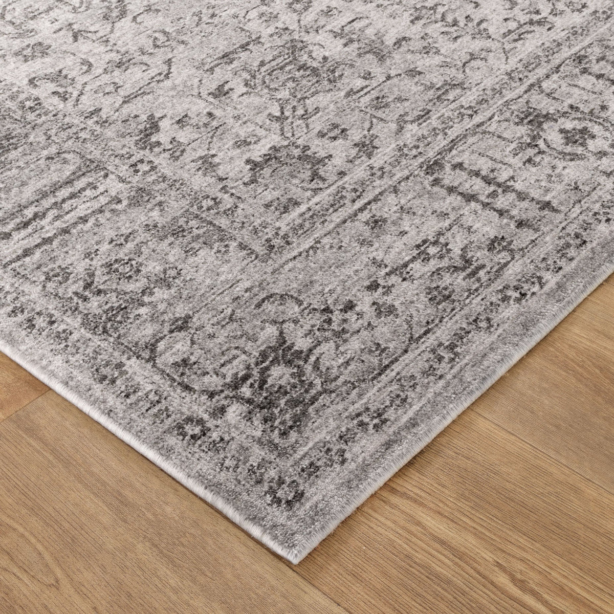 Heritage H108 Grey Distressed Border Rug – view 3