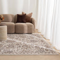 Horizon H108 Grey Beige Traditional Rug styled with furniture