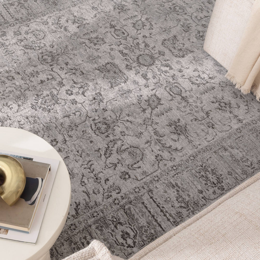 Heritage H108 Grey Distressed Border Rug – view 5