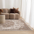 Horizon H114 Ivory Beige Medallion Rug styled with furniture