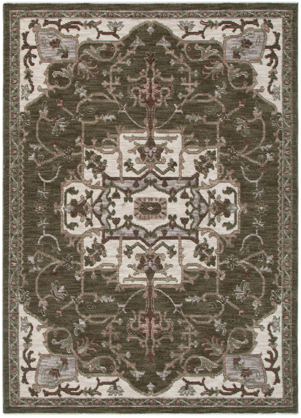 Horizon H116 Olive Green Medallion Rug – view 2