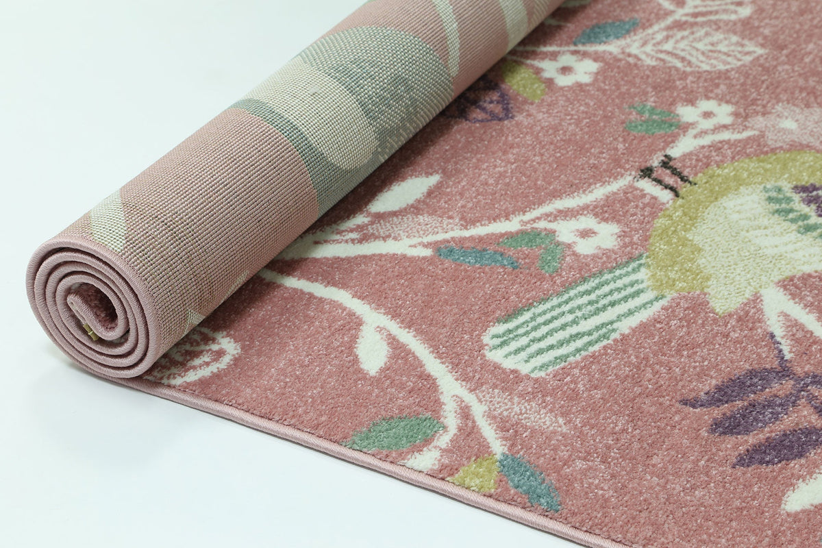 Happy Feet Bright Birds Pink Kids Rug – view 5
