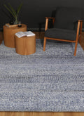 Harlow Grace Blue Wool Blend Rug styled with furniture