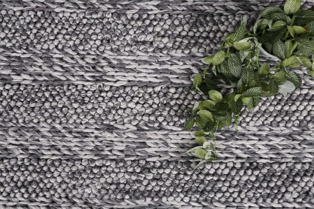 Harlow Ringlets Charcoal wool blend rug - styled view