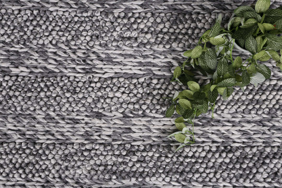 Harlow Ringlets Charcoal wool blend rug - styled view