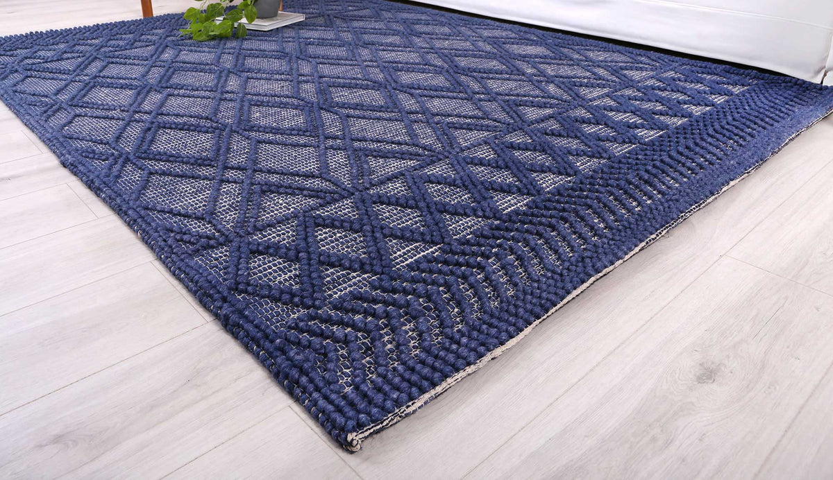 Himalaya Tribal Blue Wool Rug - 700 BLUE – view 5