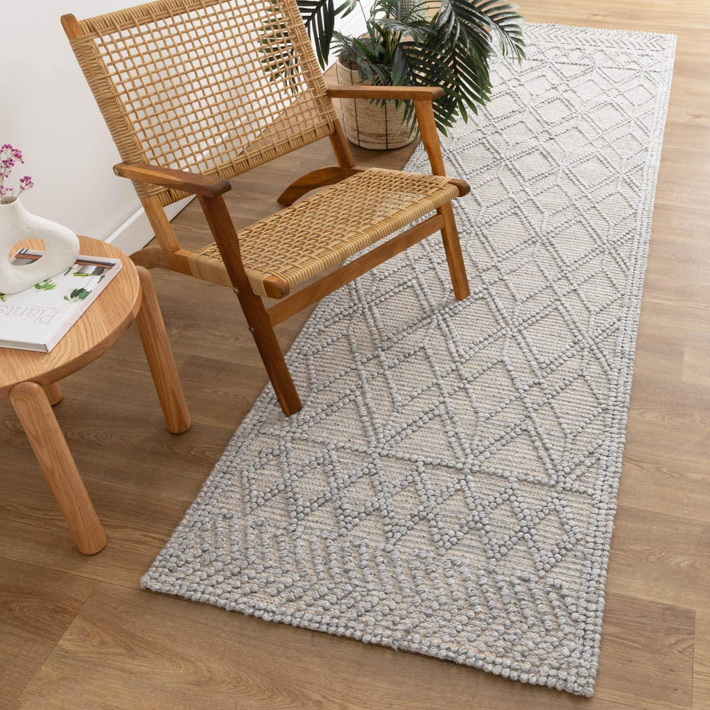 Himalaya Cobblestone Tribal Grey Wool Blend Runner detail