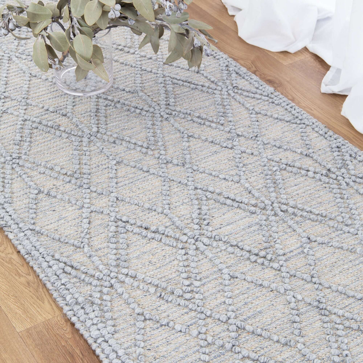 Himalaya Cobblestone Tribal Grey Wool Blend Runner lifestyle