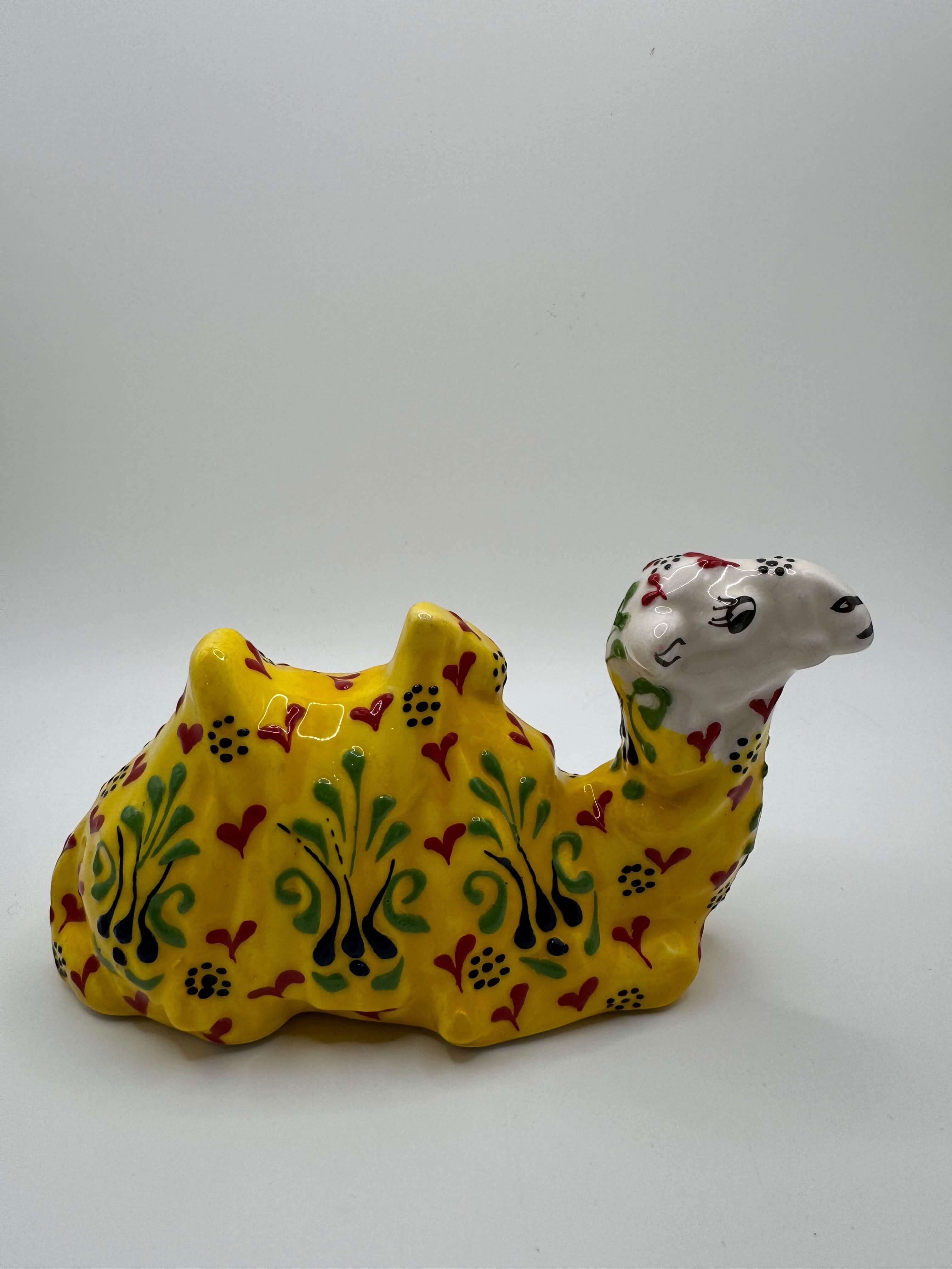 Hand-Painted Turkish Ceramic Camel Figurine – Decorative Table Ornament