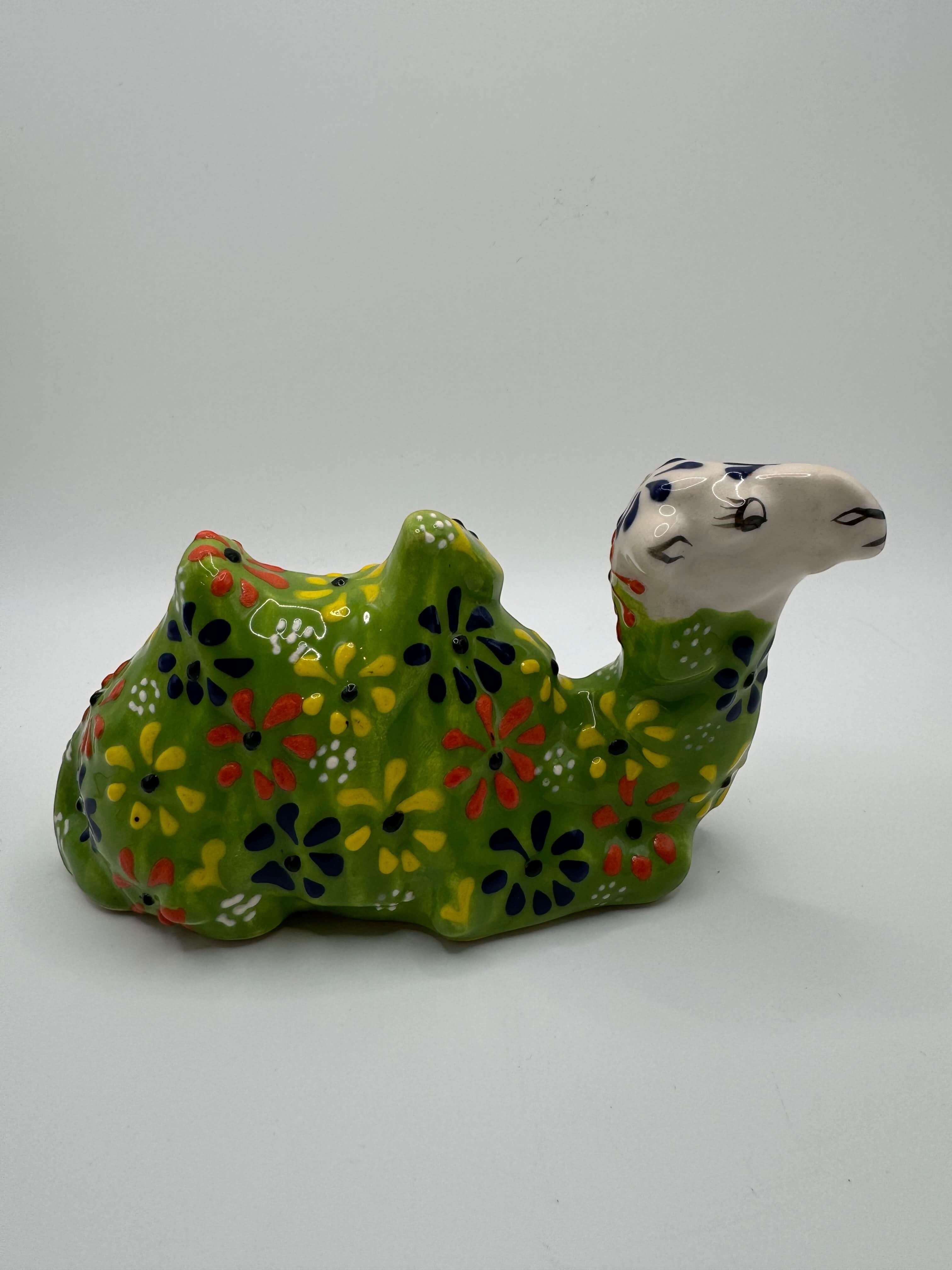 Hand-Painted Turkish Ceramic Camel Figurine – Decorative Table Ornament