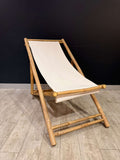 Handmade Bamboo Beach Chair – Foldable Eco-Friendly Lounger with Canvas Seat