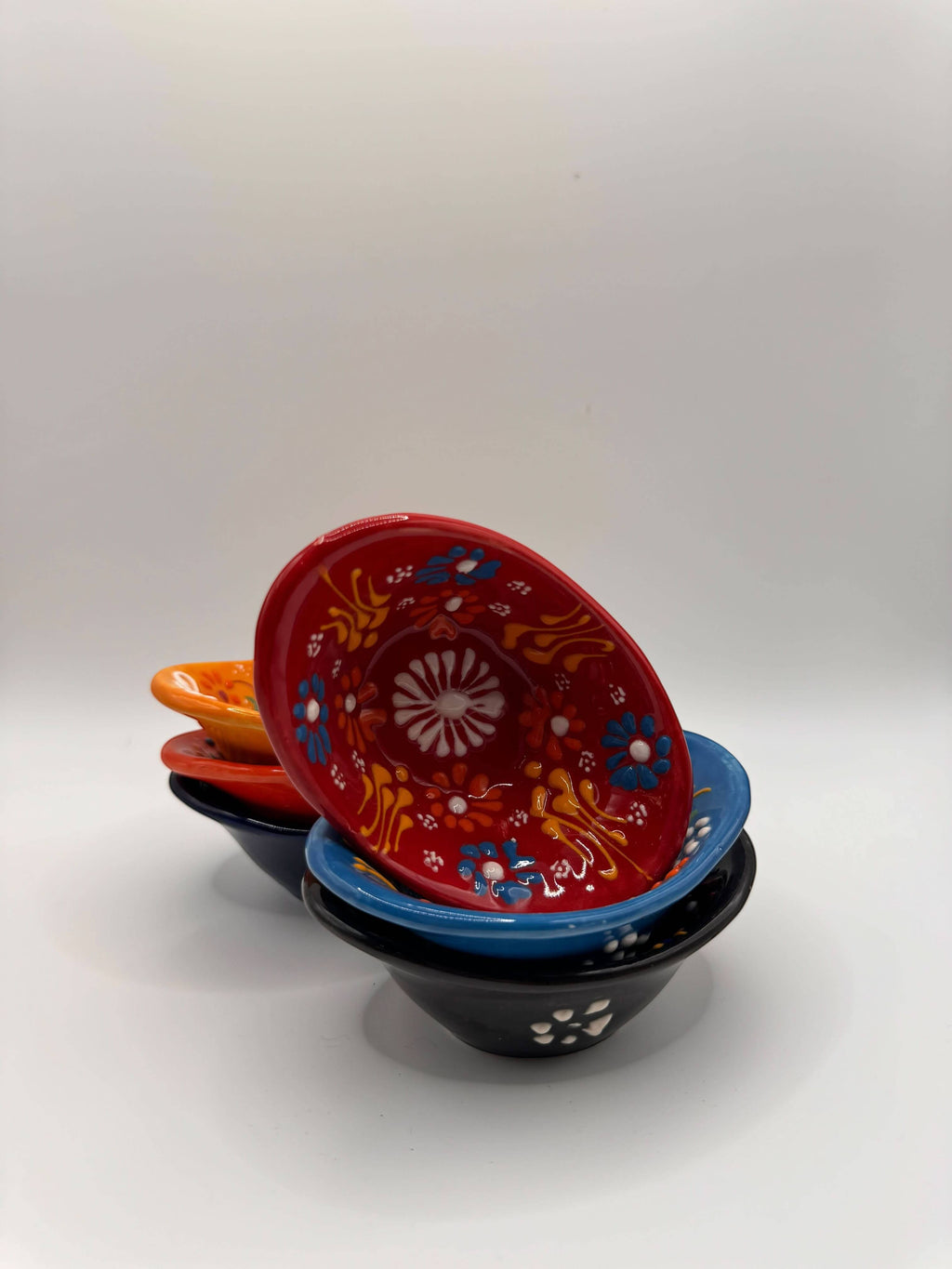 Handmade Turkish Ceramic Mini Bowls – Colorful Floral Dip & Sauce Dishes (Set of 6)
