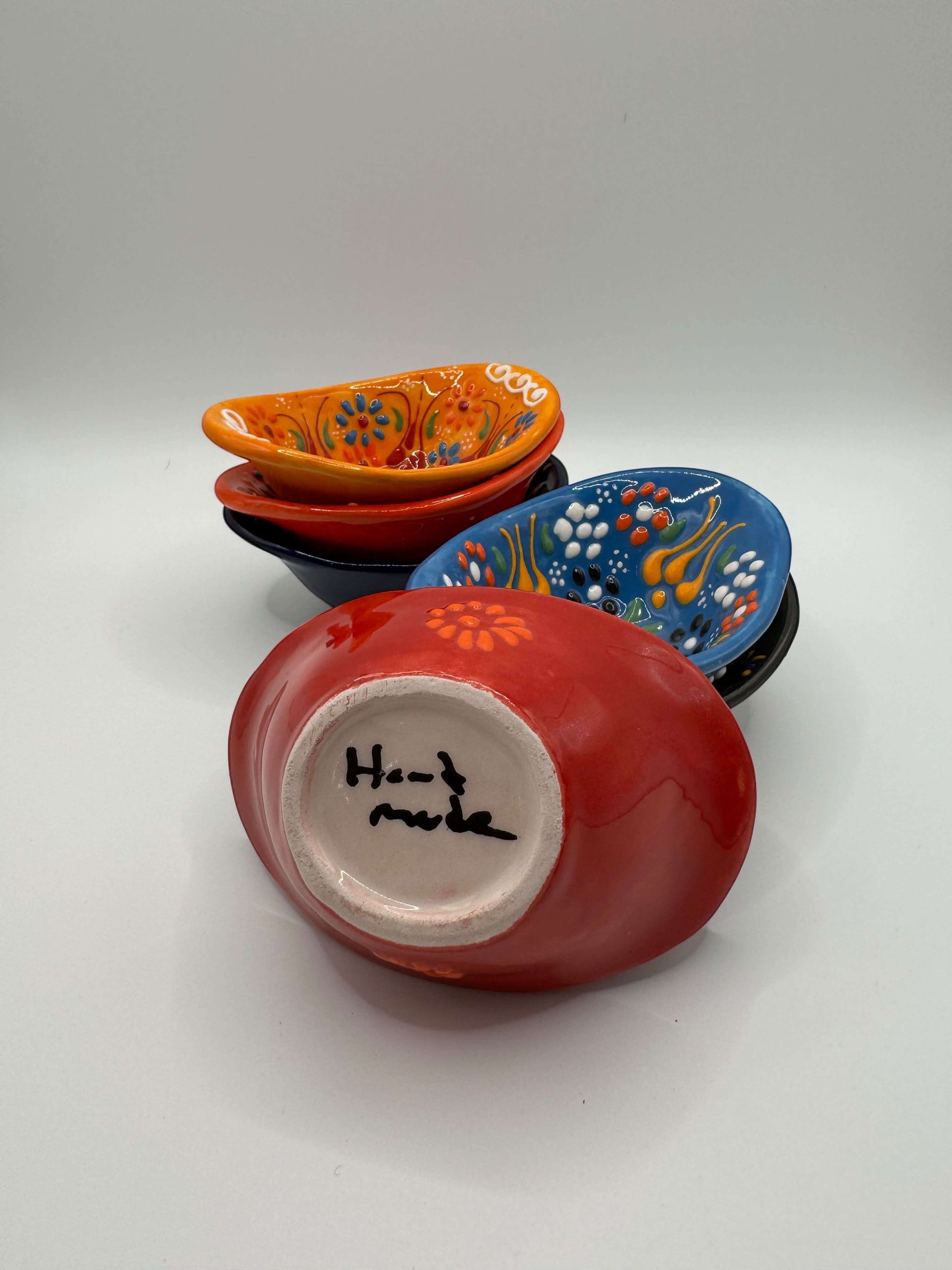Handmade Turkish Ceramic Mini Bowls – Colorful Floral Dip & Sauce Dishes (Set of 6)