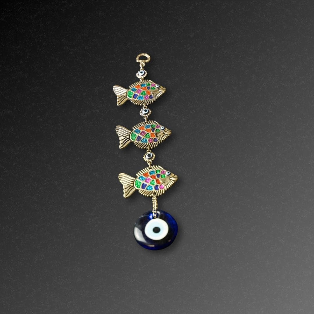 Hanging Evil Eye with 3 Fish