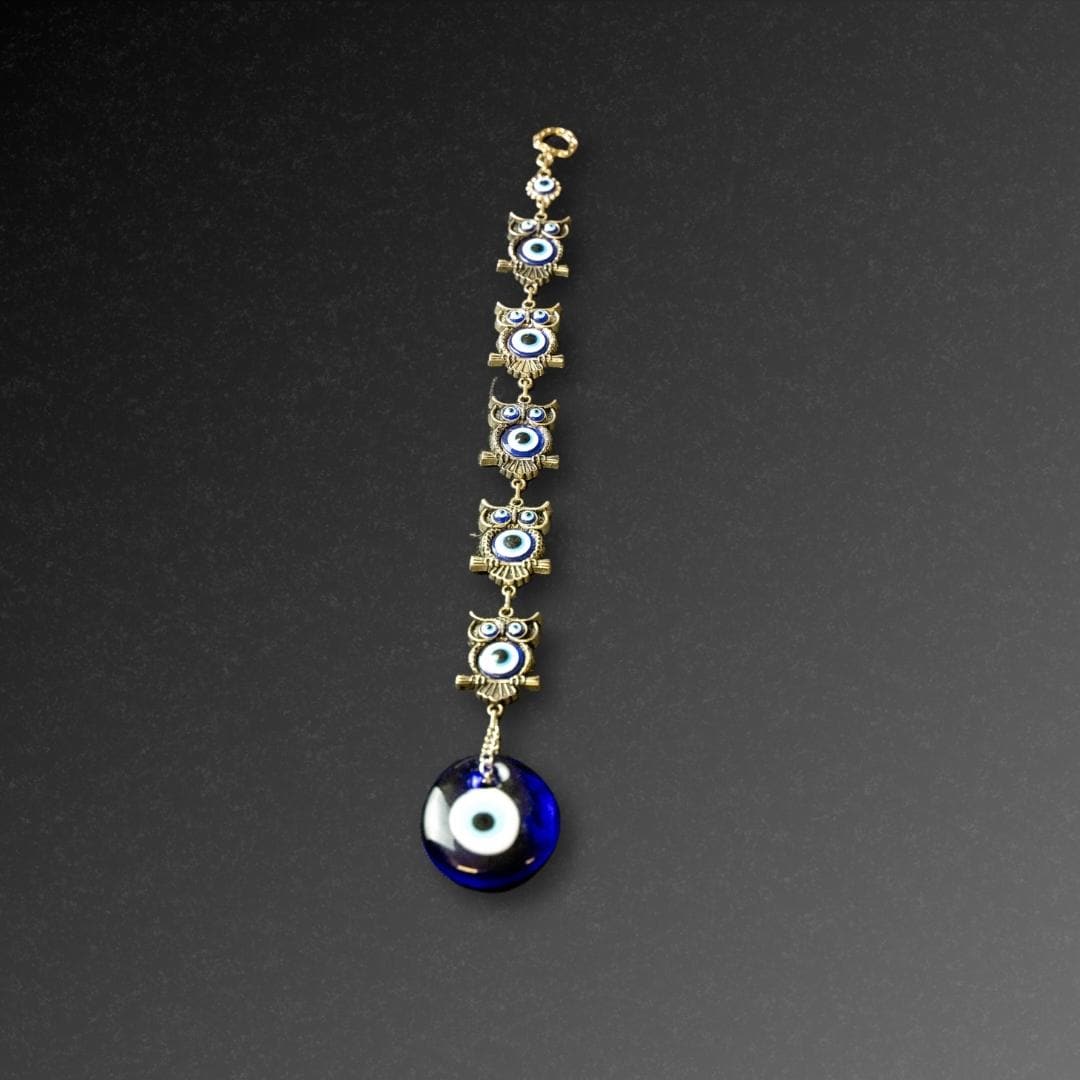 Hanging Evil Eye with 5 Owls (Singular)