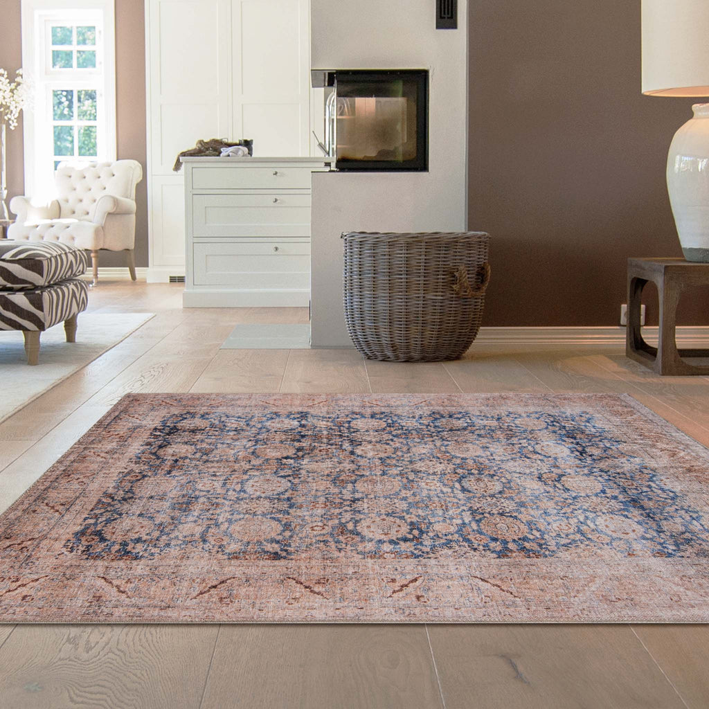 Hyde 2019 Navy Vintage Turkish Rug lifestyle view
