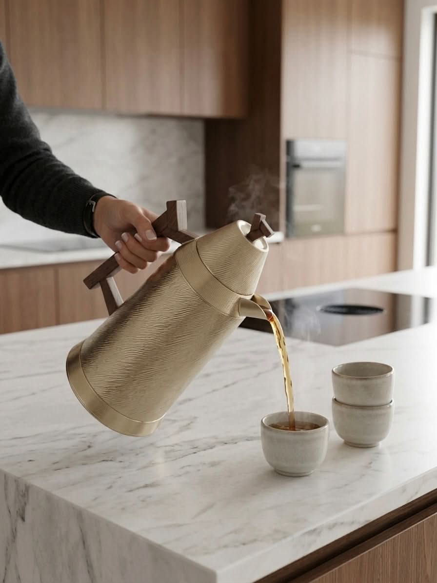 Premium Textured Silver Thermal Carafe | Luxury Insulated Thermos