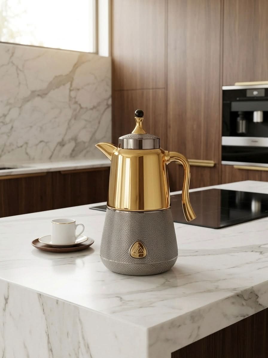 Luxury Gold & Textured Thermal Carafe | Premium Tea & Coffee Thermos
