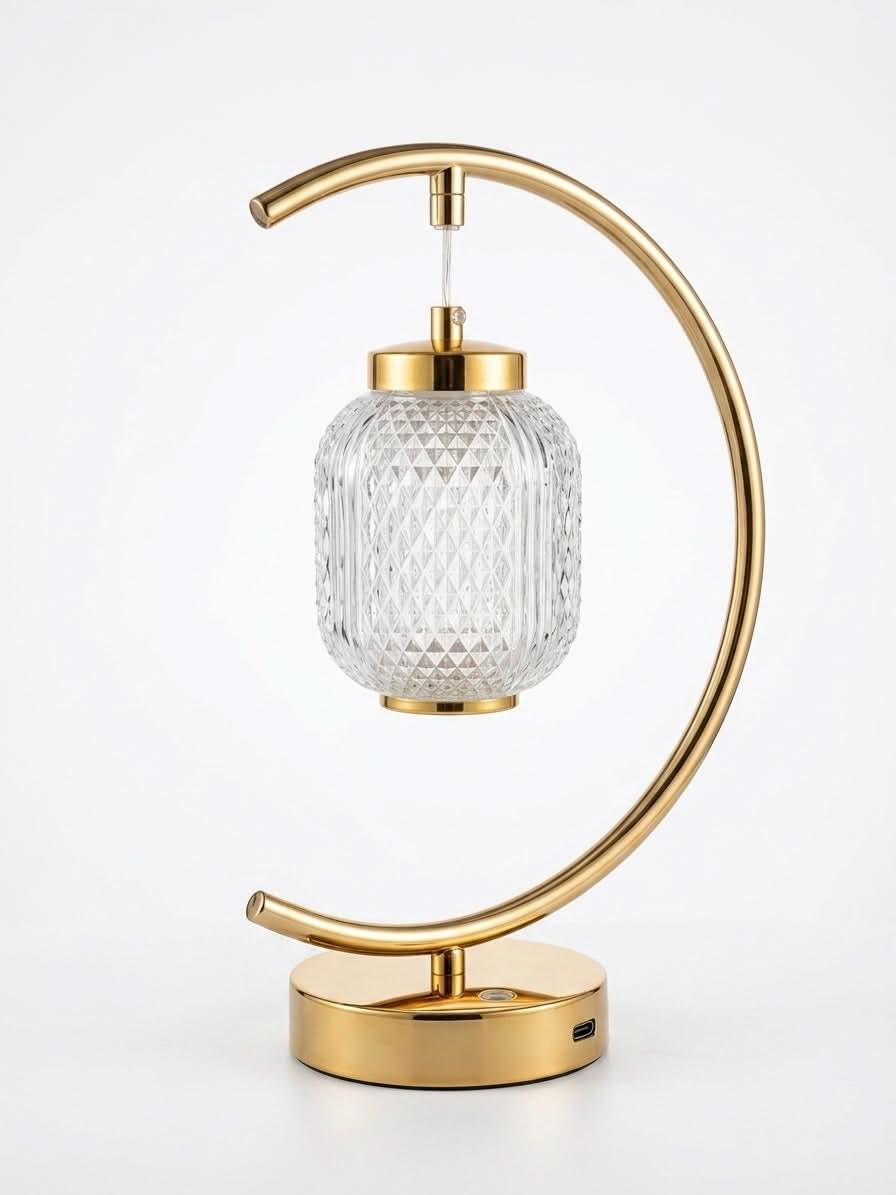 Luxury Gold Crystal Bedside Lamp | Rechargeable LED Table Light