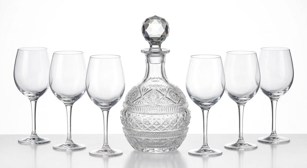 Moon Drunk 7-Piece Crystal Decanter and Wine Glass Set