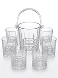 Premium 7-Piece Diamond Cut Whiskey Glass & Ice Bucket Set