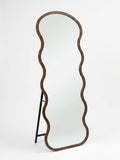 Wavy Full-Length Floor Mirror – Wood Finish (163cm x 64cm)
