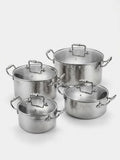 Premium 4-Piece Hammered Stainless Steel Cookware & Soup Pot Set