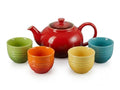 Product Title: Premium Le Creuset Tea For Four Set | Classic Stoneware Tea Pot & 4 Colorful Cups